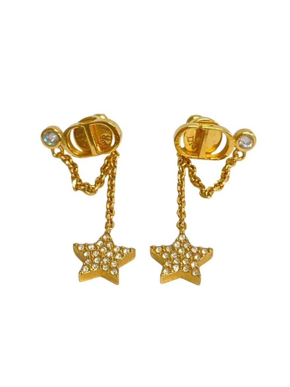 Dior Earrings Petit CD Gold Clear Star - Picture 1 of 3